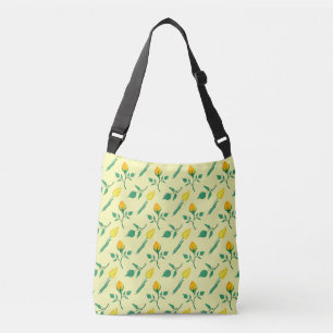 Bolsa Ajustável Padrão floral com rosa amarela e flores tulipas