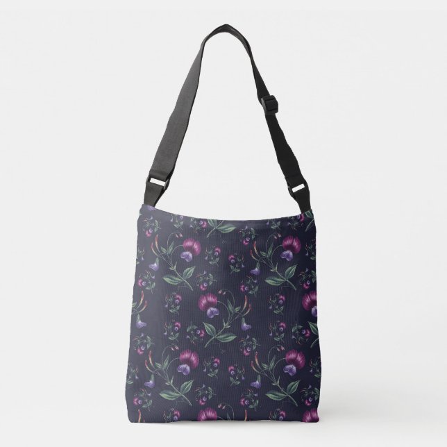 Bolsa Ajustável Padrão Floral das Orquídeas Roxas Elegantes | (Frente)