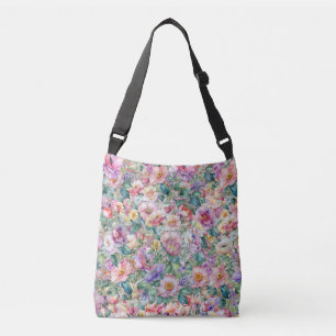 Bolsa Ajustável Padrão Floral de Aquarela, Fundo Floral