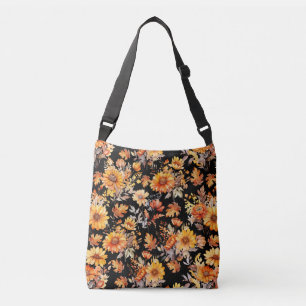 Bolsa Ajustável Padrão Floral do outono B01 Preto BG