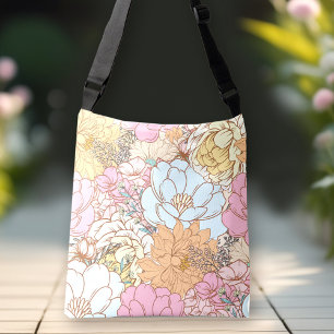Bolsa Ajustável Padrão Floral Retro Primavera de Pastel Colorido