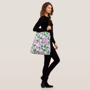 Bolsa Ajustável Padrão floral rosa com folhas verdes