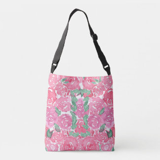 Bolsa Ajustável Padrão Floral Vermelho Cor de Água Romântica Rosas