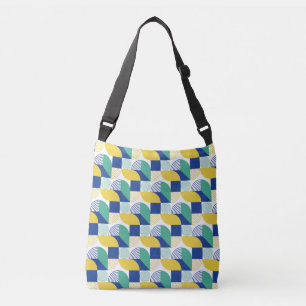 Bolsa Ajustável Padrão Geométrico Abstrato Verde Azul