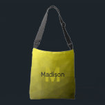 Bolsa Ajustável Padrão geométrico amarelo-ombre Monograma<br><div class="desc">Monograma Personalize com seu nome e inicial personalizados. Padrão geométrico amarelo de gradiente ombre. Malha geométrica triangular com gradiente ombre preto-amarelo-claro. padrão,  ombre,  malha,  triângulos,  geometria,  gradiente,  legal,  triângulo,  brilhante,  padrão,  digital,  amarelo,  ouro,  preto</div>
