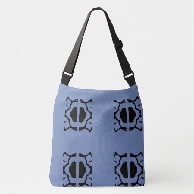 Bolsa Ajustável Padrão geométrico azul e preto (Frente)