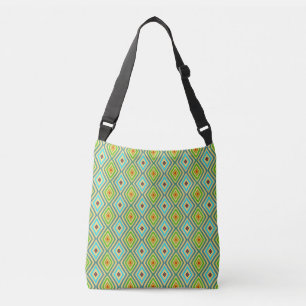 Bolsa Ajustável Padrão Geométrico Azul Verde Único