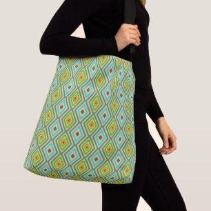 Bolsa Ajustável Padrão Geométrico Azul Verde Único
