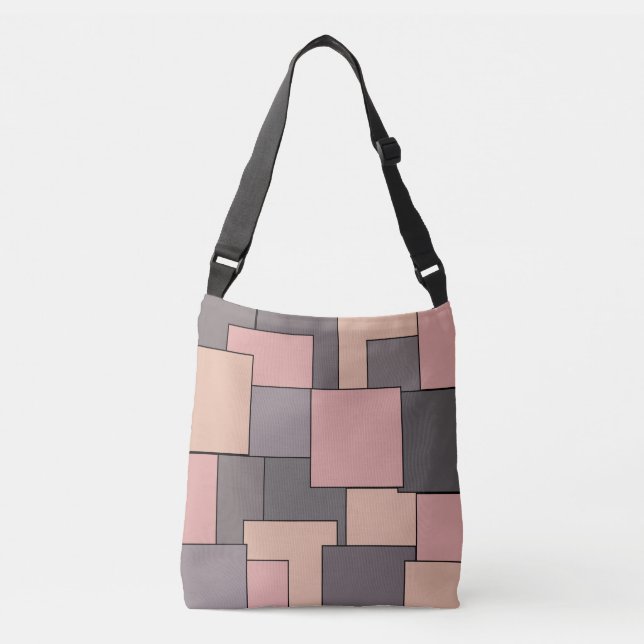 Bolsa Ajustável Padrão geométrico das cinzas roxas cor-de-rosa (Frente)