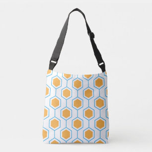Bolsa Ajustável Padrão geométrico do abstrato hexágono em azul-ala