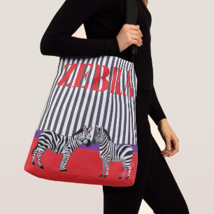 Bolsa Ajustável Padrão listrado elegante com vermelho zebra roxo