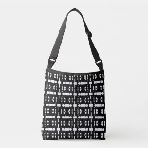 Bolsa Ajustável Padrão Preto Branco Elegante