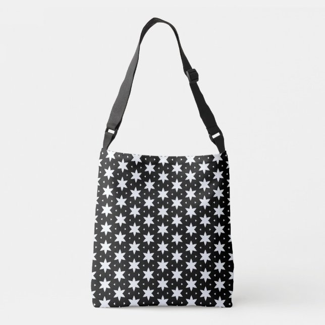 Bolsa Ajustável Padrão preto e branco das estrelas (Verso)