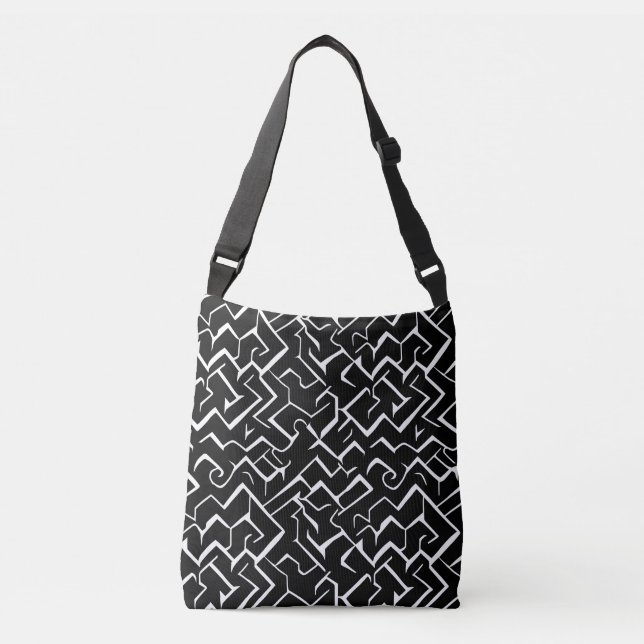 Bolsa Ajustável Padrão Preto e Branco | Gótica moderna (Frente)