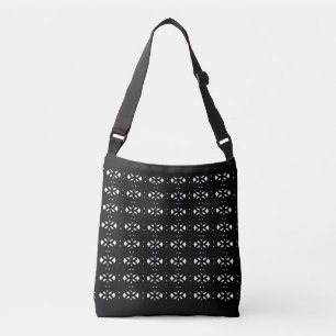 Bolsa Ajustável Padrão Preto e Branco Oval Elegante