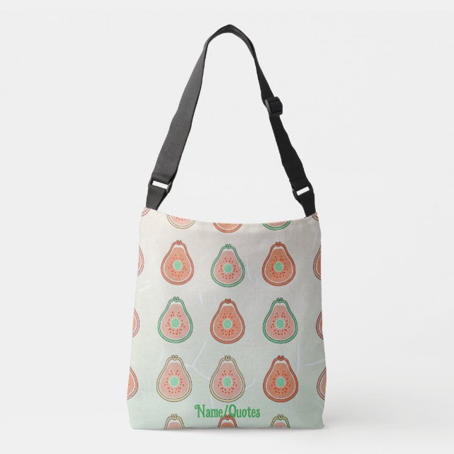 Bolsa Ajustável Padrão Retro de Abacate – Pêssego e Verde Menta (Frente)