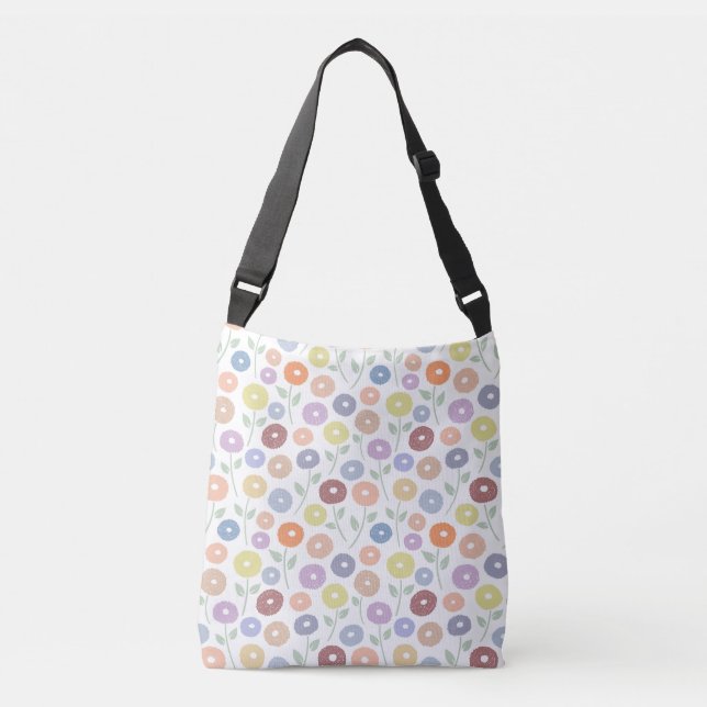 Bolsa Ajustável Padrão Rpt Flor Fuzzy Pastéis em Branco (Frente)