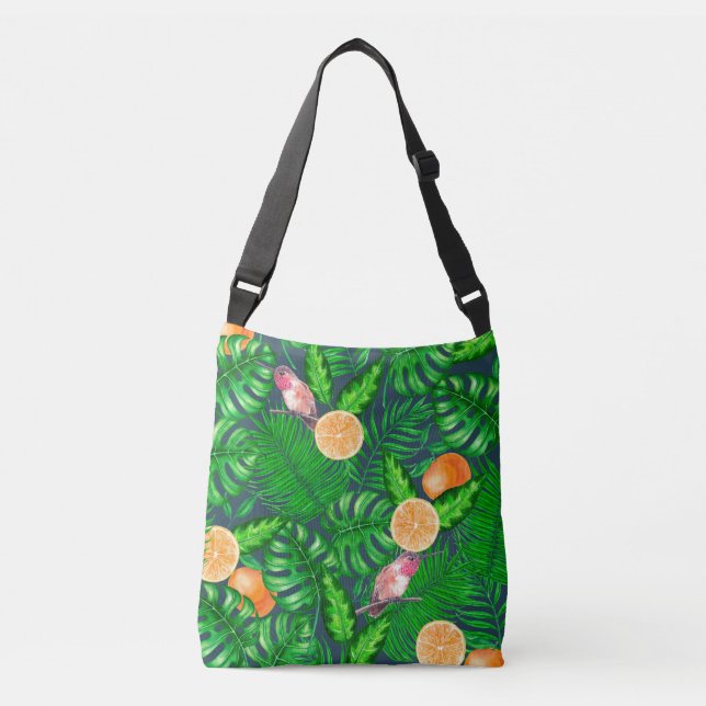 Bolsa Ajustável Padrão tropical, beija-flores (Frente)