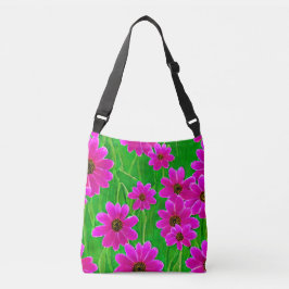 Bolsa Ajustável Padrão verde brilhante e flor rosa