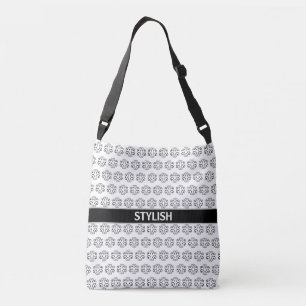 Bolsa Ajustável Padrão vetorial espiral preto no branco