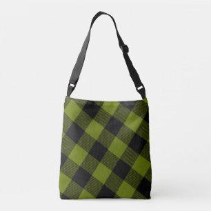 Bolsa Ajustável Padrão Xadrez Verde e Preto Campo Rústico