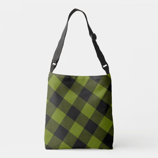 Bolsa Ajustável Padrão Xadrez Verde e Preto Campo Rústico (Verso)