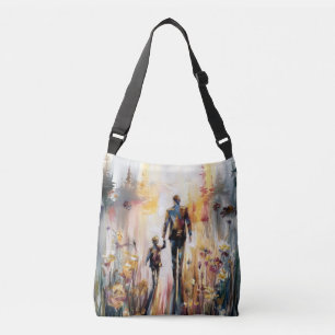 Bolsa Ajustável Pai e Filho Juntos Abstrato Aquarela