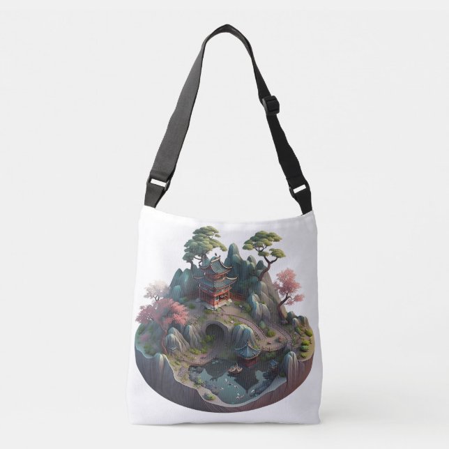 Bolsa Ajustável Paisagem 3D Fantasia Chinesa Bastão Cruzado (Frente)