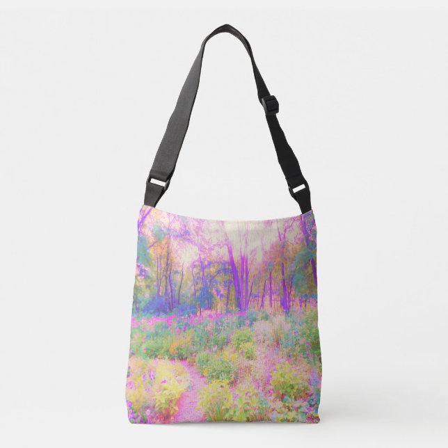 Bolsa Ajustável Paisagem iluminada de jardim rosa e coral (Frente)