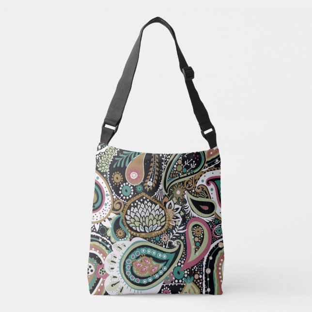 Bolsa Ajustável Paisley asiático: design moderno sem costura. (Frente)
