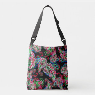 Bolsa Ajustável Paisley Floral, Fundo Étnico.
