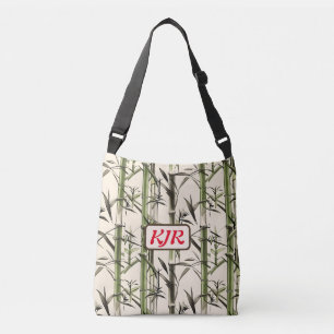 Bolsa Ajustável Palavras e Folhas de Bambu Verde