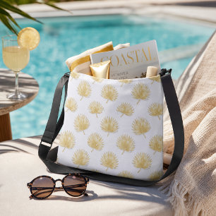 Bolsa Ajustável Palma de Ouro Chic em Fundo Branco para Viagem / C