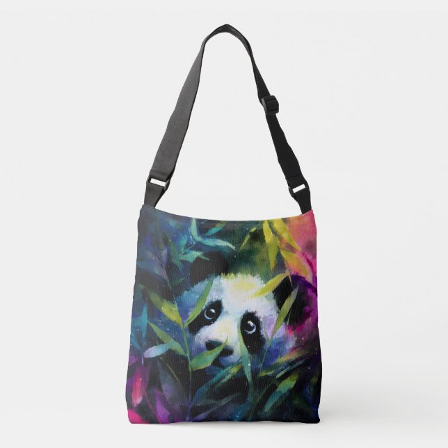Bolsa Ajustável Panda Peeking Bamboo Watercolor (Frente)