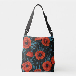 Bolsa Ajustável Papagaios, vermelhos e azuis em preto