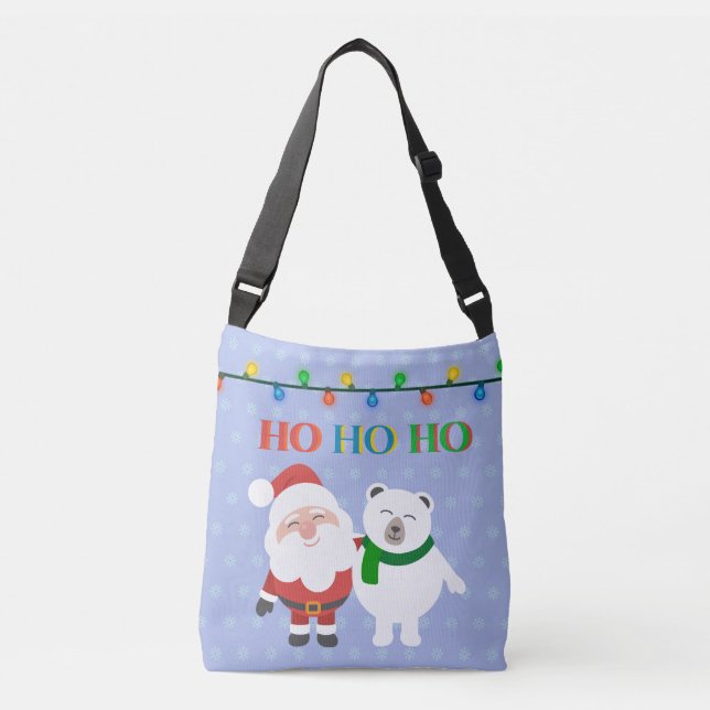 Bolsa Ajustável Papai Noel urso polar fofo ho ho ho Natal (Frente)
