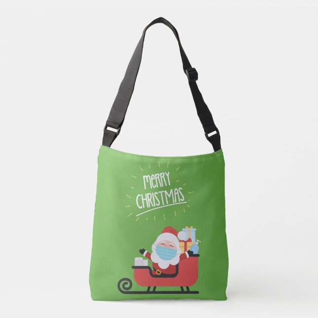 Bolsa Ajustável Papai Noel Vestindo Uma Máscara Para O Natal (Frente)