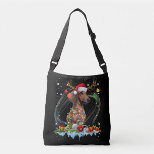Bolsa Ajustável Papais noeis Engraçados Dachshund Reindeer Natal C