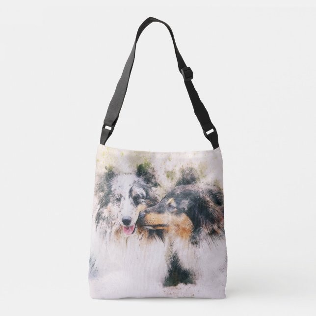 Bolsa Ajustável Par de Shelties/Collies Canoodling (Verso)