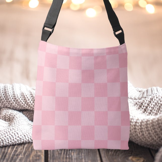Bolsa Ajustável Para Ela Moderno Xadrez Rosa Simples Único (Criador carregado)