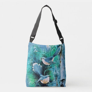 Bolsa Ajustável Pássaros azuis-do-inverno pintando sacola