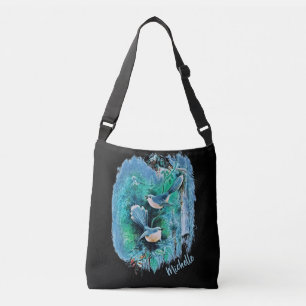 Bolsa Ajustável Pássaros Azuis Invernos Pintando Com Nome Saco De