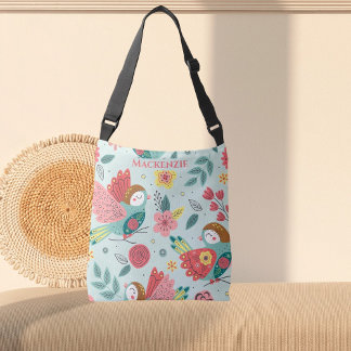 Bolsa Ajustável Pássaros bonito e Padrão Flor Personalizado