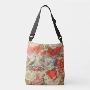 Bolsa Ajustável Pássaros do Amor Vintage Antigo Coração