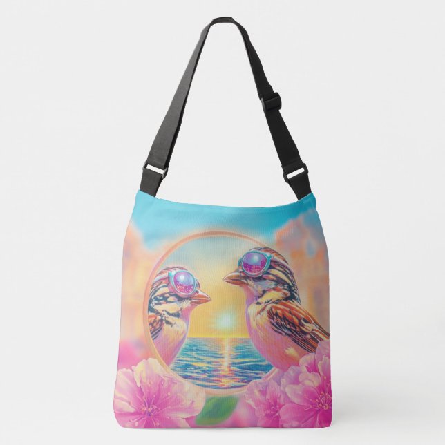 Bolsa Ajustável Pássaros legal com óculos Sunset (Frente)