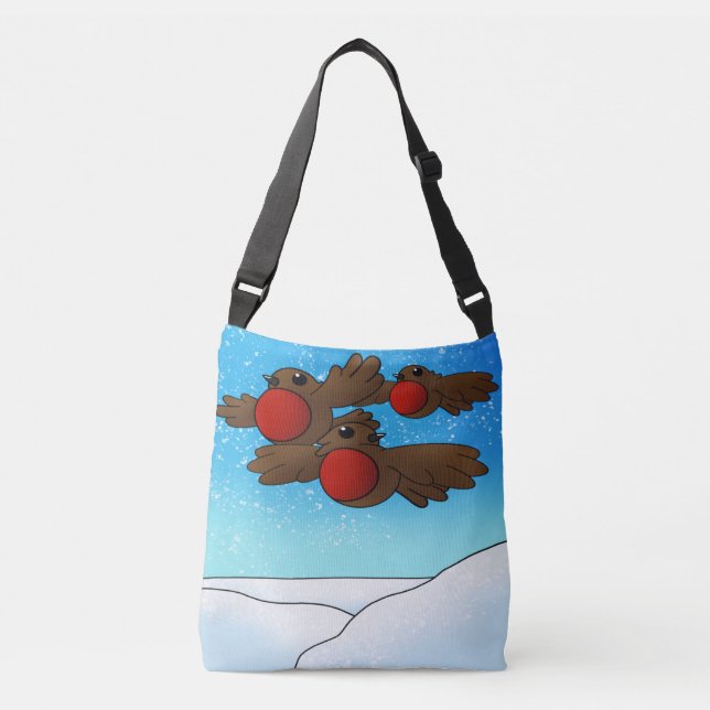 Bolsa Ajustável Pássaros Robin do Natal (Frente)