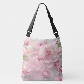 Bolsa Ajustável Pasta Cor-de-rosa Floral Soft Elegante Personaliza