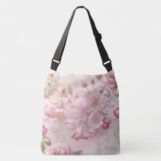 Bolsa Ajustável Pasta Cor-de-rosa Floral Soft Elegante Personaliza