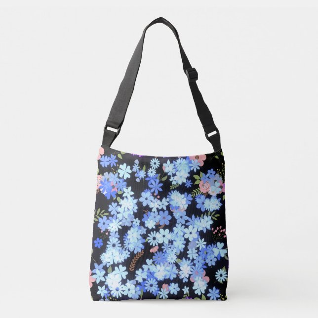 Bolsa Ajustável pastel shades padrão floral Black BG (Frente)