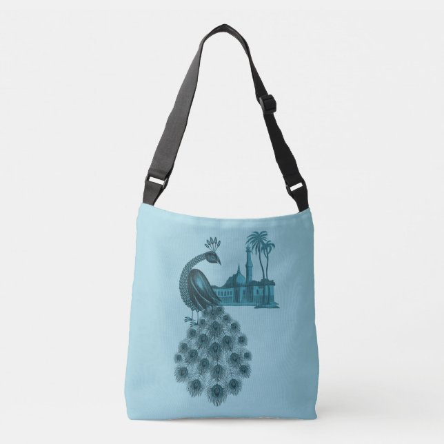 Bolsa Ajustável Pavão Azul Romântico (Frente)